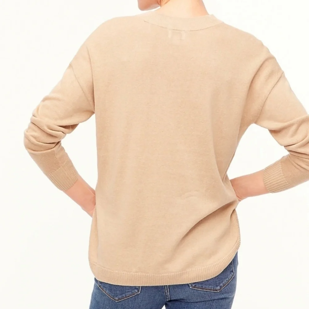 J. Crew Linen Blend Curved Hem Sweater
